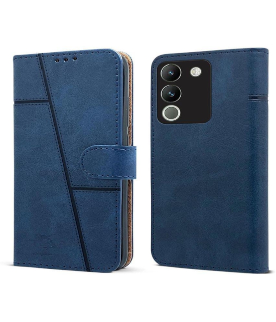 NBOX Blue Flip Cover Artificial Leather Compatible For Vivo Y200 ( Pack of 1 ) - Blue