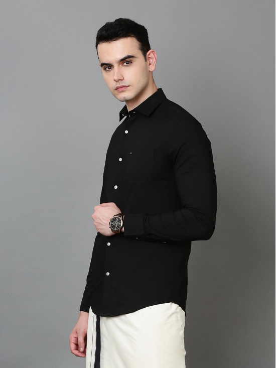 Kalyan Silks Cotton Shirt with solid Black by JustmyType