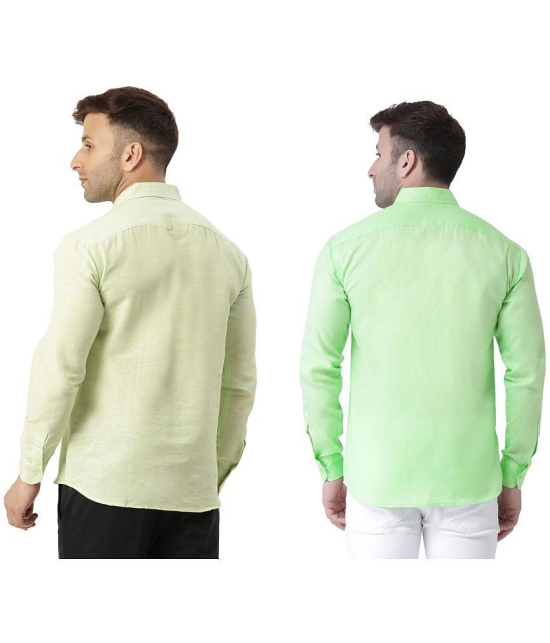 KLOSET By RIAG 100% Cotton Regular Fit Solids Full Sleeves Men's Casual Shirt - Fluorescent Green ( Pack of 2 ) - None