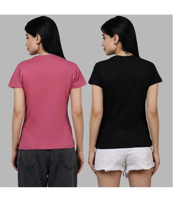 Fabflee - Multicolor Cotton Regular Fit Womens T-Shirt ( Pack of 2 ) - None