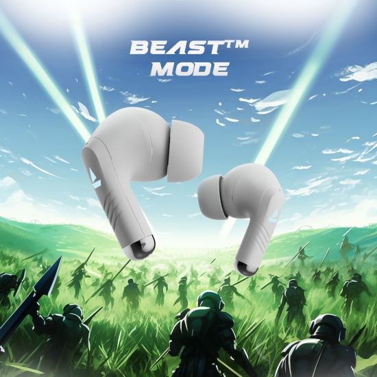 boAt Immortal 101 | True Wireless Gaming Earbuds with 30 Hours Playback, Blazing LED Lights, BEAST™?Mode, ASAP™ Charge White Sabre