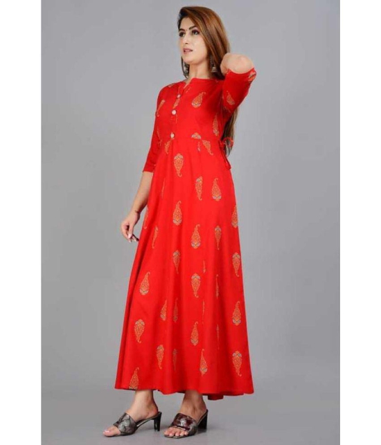 Smien - Red Rayon Women''s Anarkali Kurti ( Pack of 1 ) - None