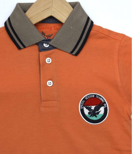 Boys Neon Orange Solid Polo T-Shirt