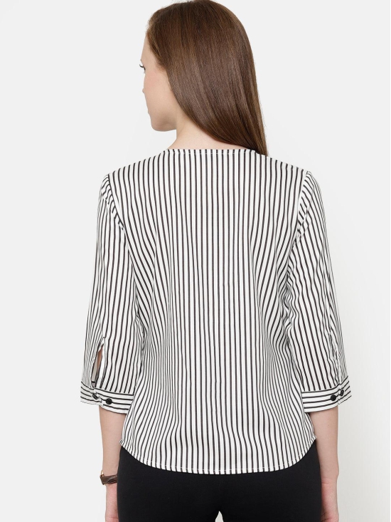 Black and white Stripes Round Neck Top-S