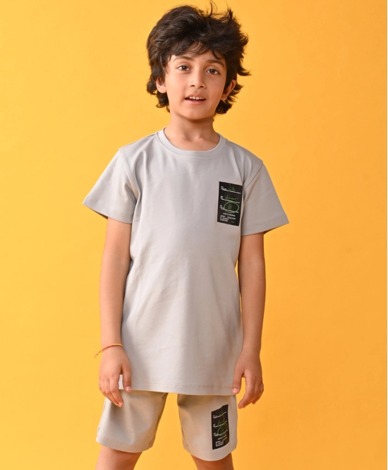 SPORTY GREY INTERLOCK TSHIRT SHORTS SET - GREY-2-3 YEARS / 2N / GREY