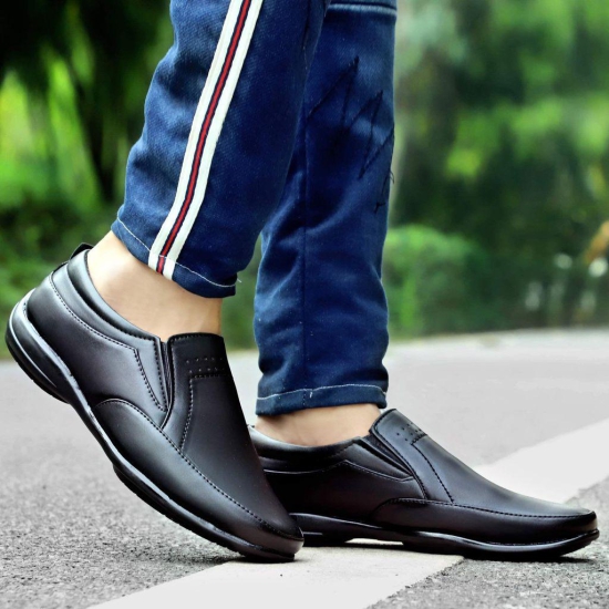 Stylelure Leather Black Formal Shoes for Men