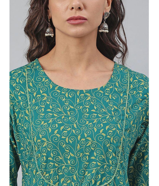 Janasya - Green Cotton Womens Straight Kurti ( Pack of 1 ) - None