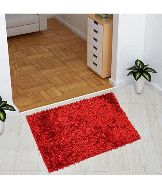 Abhikram Red Single Anti-skid Door Mat - ( 60 X 40 cm ) - Red