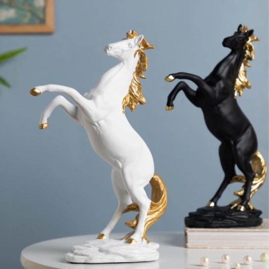 Bharat Saini Art ; Black and Gold Resin Horse Showpiece for Home Décor, Living Room, Good Luck | Perfect for Gifting