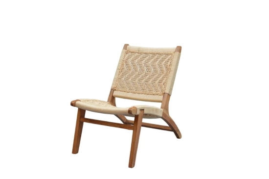 Orchid Homez Hand Woven Lounge Chair Solid Wood Outdoor Chair with Stool (Natural, Pre-Assembled) (Off White)