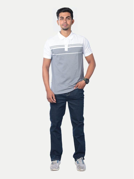 Men Grey Colour-blocked Polo T-Shirt