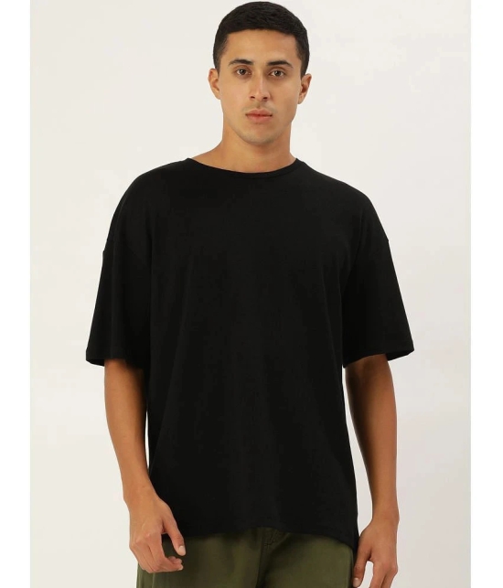 Bene Kleed Cotton Oversized Fit Solid Half Sleeves Mens T-Shirt - Black ( Pack of 1 ) - None