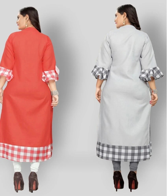 Lerkiza - Multicolor Cotton Womens Straight Kurti ( Pack of 2 ) - 4XL