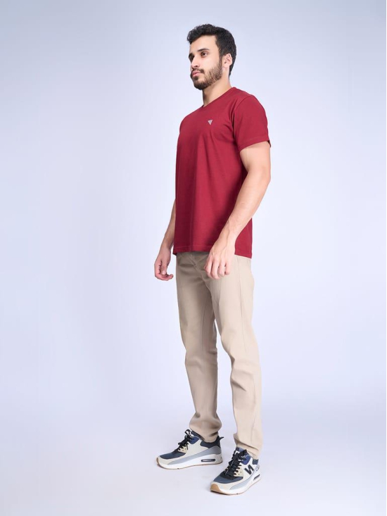 Mens 100% Cotton Maroon Half Sleeves Expert Tee - ET6