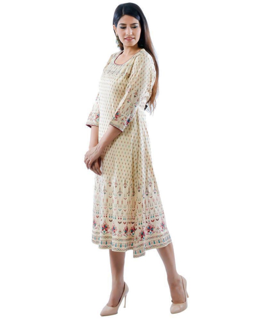 AMIRA''S INDIAN ETHNICWEAR - Beige Viscose Women''s Flared Kurti ( Pack of 1 ) - None