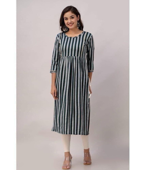 Kapadia Rayon Striped Nayra Womens Kurti - Green ( Pack of 1 ) - None