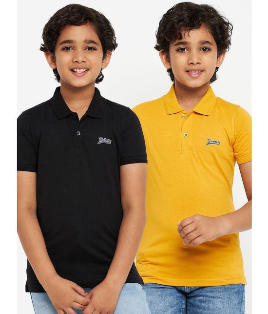 UNIBERRY - Black Cotton Blend Boys Polo T-Shirt ( Pack of 2 ) - None