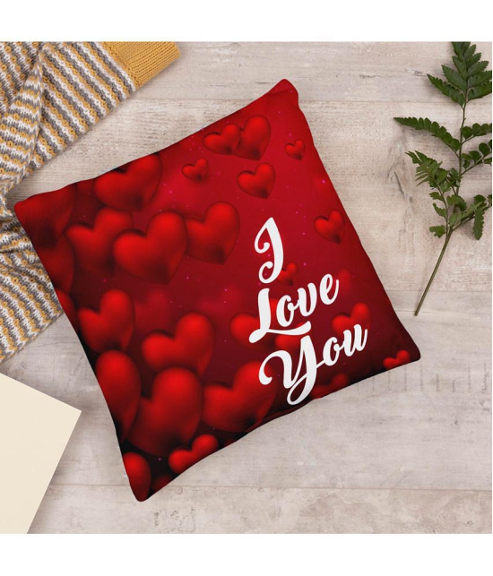 HOMETALES - Red Polyester Gifting Printed Cushion