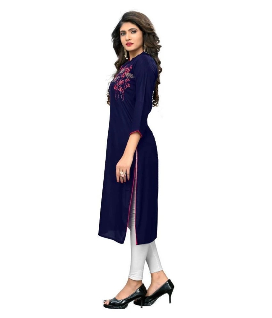 Vbuyz - Blue Rayon Womens Straight Kurti ( Pack of 1 ) - XXL