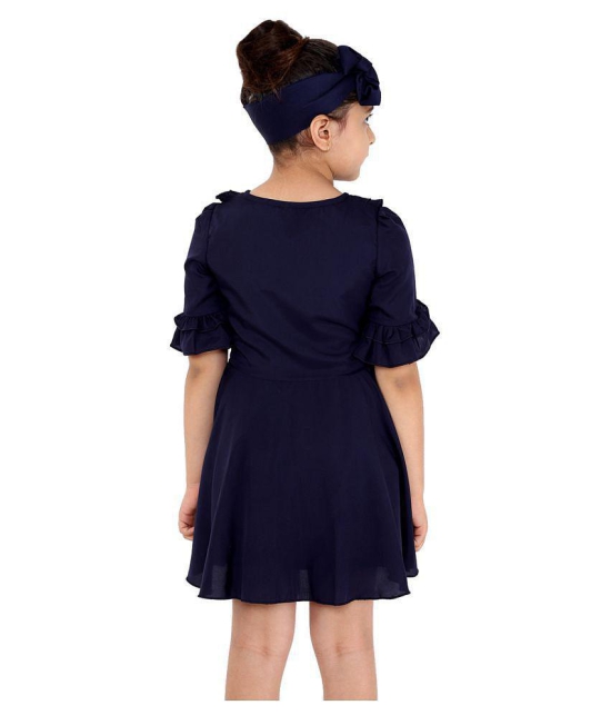 Naughty Ninos Girls Navy Blue Fit & Flared Dress - None