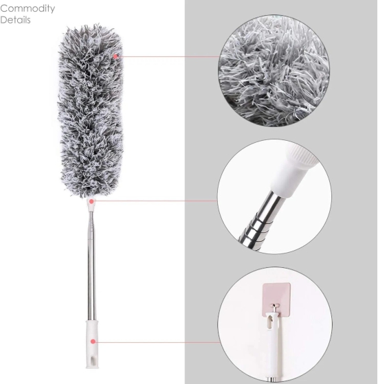 MECHBORN Microfiber Feather Duster Bendable & Extendable Fan Cleaning Duste Expandable Pole Handle Washable Duster for High Ceiling Fans,Window Blinds, Furniture (Grey)