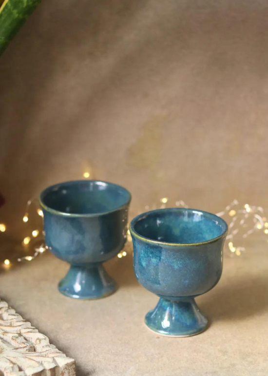 Metallic Blue Ice Cream Goblet-Set of two