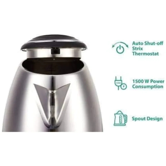 Maharaja Whiteline Viva Prime 1500 Watt 1.5 Litre Stainless Steel Electric Kettle | Silver