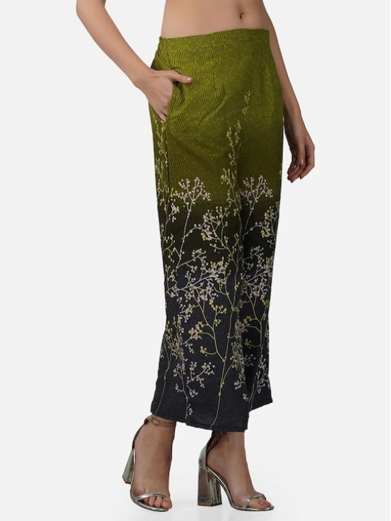 Women Floral Printed Flared Crepe Palazzos