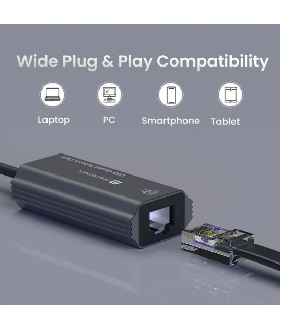 Portronics 1 port USB Connector USB-A & C Gigatbit Ethernet with RJ45 Ethernet Por