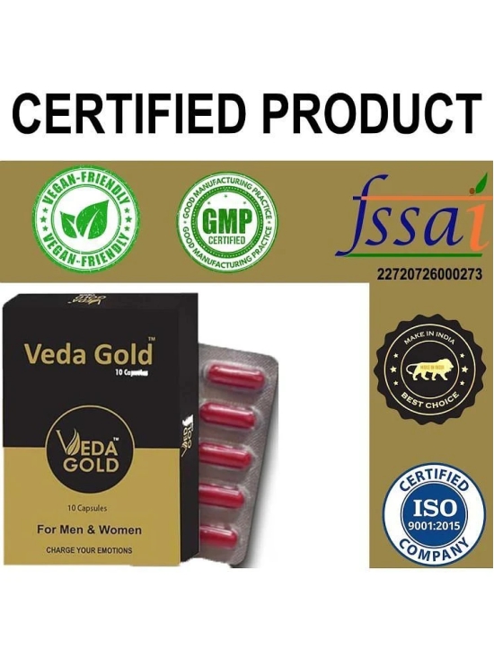 Veda Gold Capsules | 2x Stamina & Strength | Ayurvedic Supplements For Men & Women For Strength, Power, Energy & Stamina | Increases Vitality, Vigor & Counters Weakness, 20 Capsules