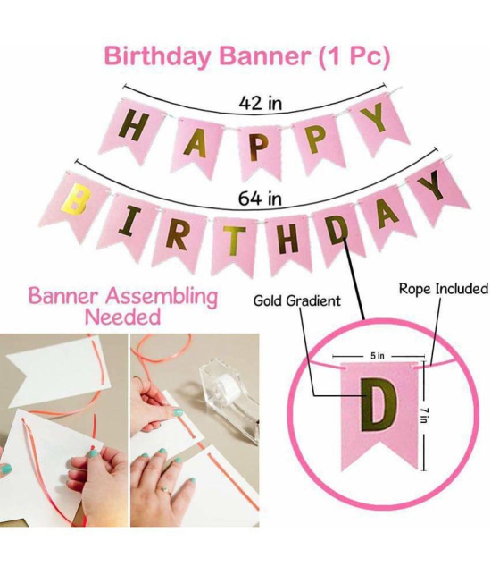 Party Propz 1st Birthday Decoration For Baby Girl With Warm Led Light Set Happy Birthday Banner 1-12 Month Milestone Banner Number 1 Foil Balloon And Metallic Balloons Combo 34Pcs For Girls 