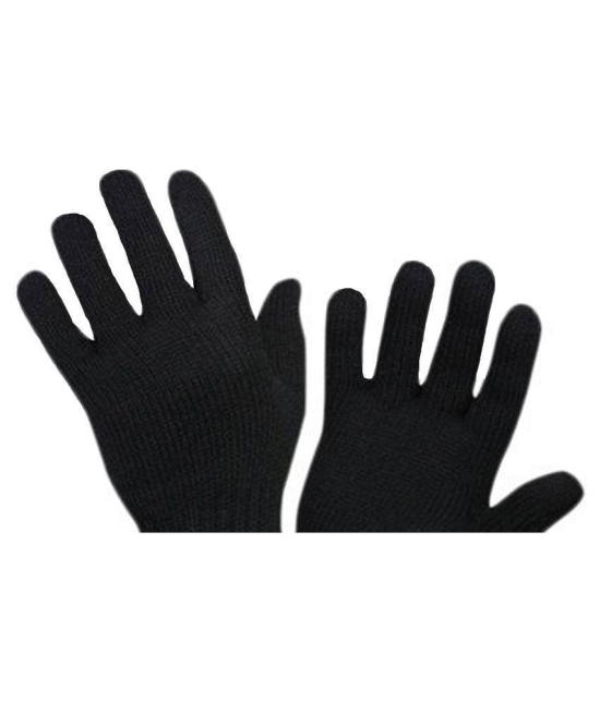 Whyme Fashion Men Black Woolen Gloves For Winters - Black