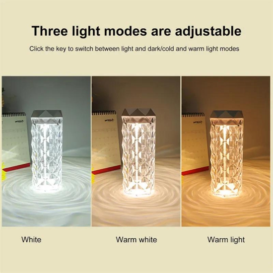 Crystal Lamp Air Humidifier Color Night Light Touch Lamp With Cool Mist Maker Fogger LED Atmosphere Room Decoration Home Decor Lights-White / USB