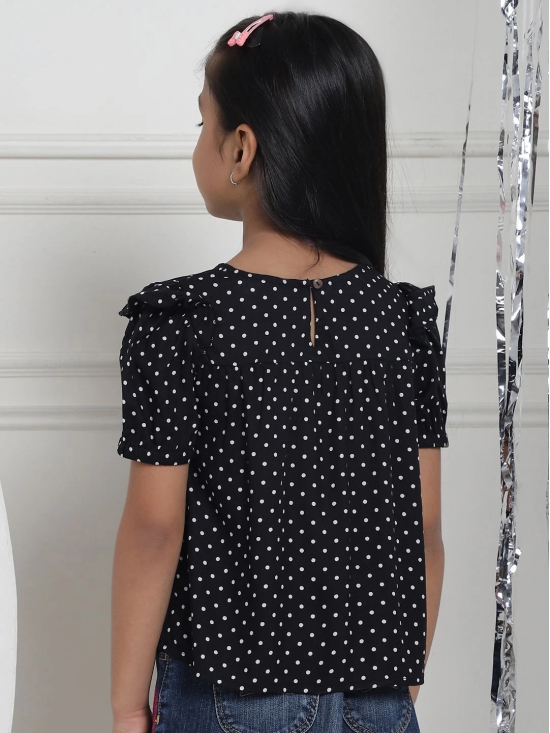 MINI & MING Girls Polka Dot Puff Sleeves Printed Top