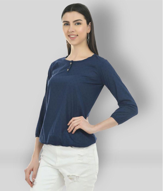 SAAKAA - Navy Cotton Women's Regular Top ( Pack of 1 ) - L