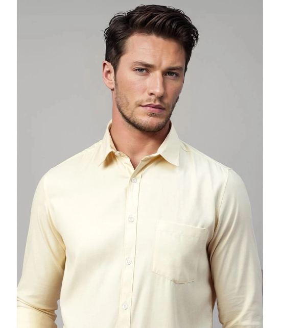 UrbanMark Cotton Blend Slim Fit Solids Full Sleeves Mens Casual Shirt - Yellow ( Pack of 1 ) - None