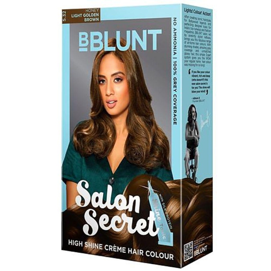 Bblunt Salon Secret High Shine Creme Hair Colour - Honey, 100 G + 8 Ml Light Golden Brown 5.32