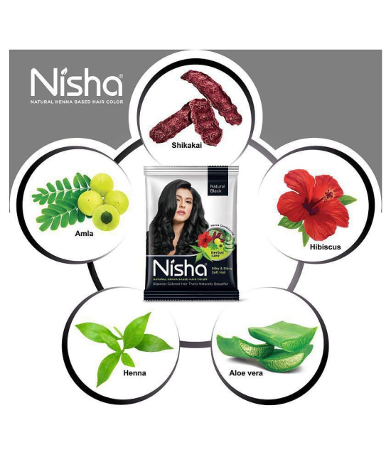 Nisha Black Hair Color Henna Conditioning Care silky & Shiny Soft Hair Natural Henna 25 g Pack of 8