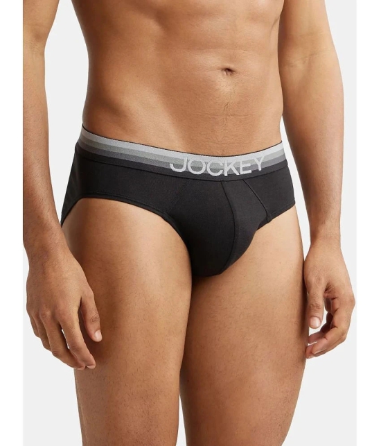 Jockey US07 Men Super Combed Cotton Elastane Solid Brief with Ultrasoft Waistband - Black - None