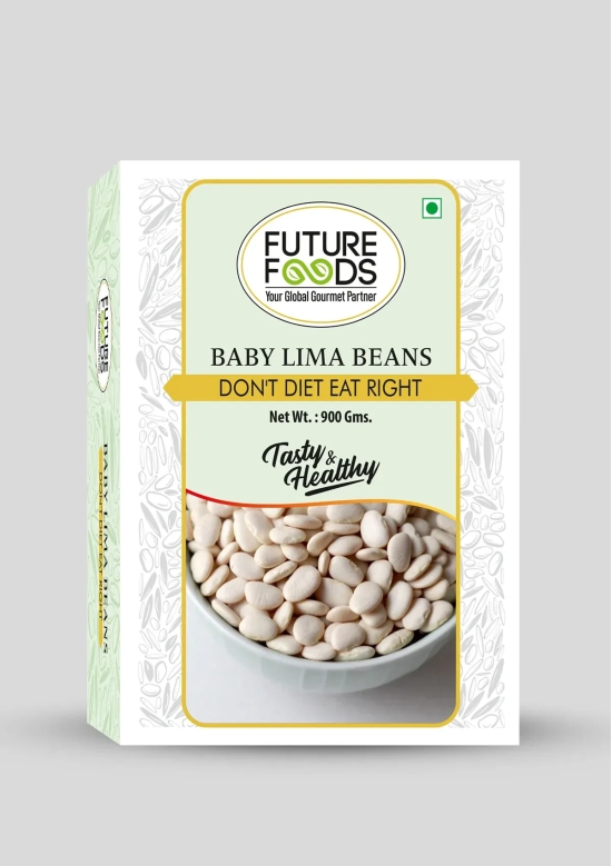 Future Foods Baby Lima Beans | Butter Beans | Good Source of Dietary Fiber & Iron | Fat-Free Source of Protein | Mild Flavour & Creamy Texture | 900g