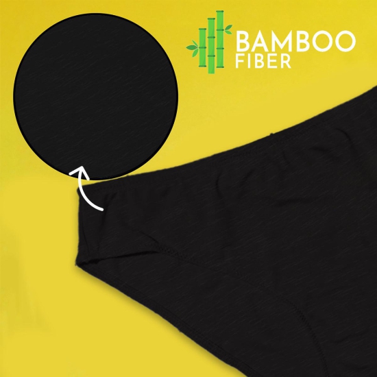 Heelium Bamboo Underwear Brief for Women - Pack of 3-XXXL / Black