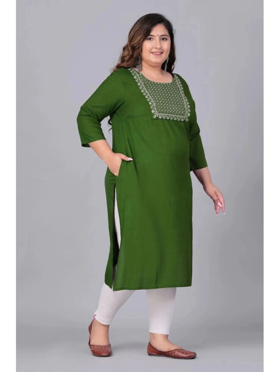 Preksha Rayon Embroidered Straight Womens Kurti - Green ( Pack of 1 ) - None