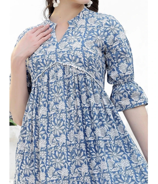 Stylum Cotton Printed Knee Length Womens Fit & Flare Dress - Blue ( Pack of 1 ) - None