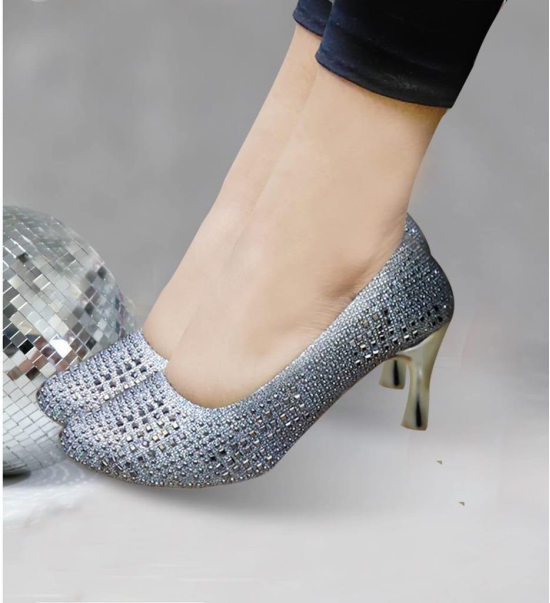Silver Shimmer Synthetic Comfortable and Stylish Pointed Wedding Heels | For Casual Wear, Party and Formal Wear Occasions 3 Inches Heel | For Women & Girls