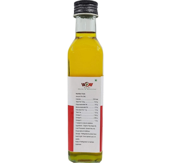 WOW ZIP - GO HERBS & NUTRITION 100% Pure Organic Flax Seed Oil Cooking Oil (Hindi-Alsi Oil) 250 Ml