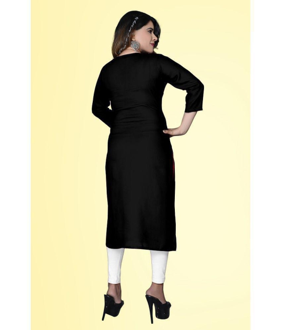 haya fashion - Black Rayon Women's Straight Kurti ( Pack of 1 ) - None