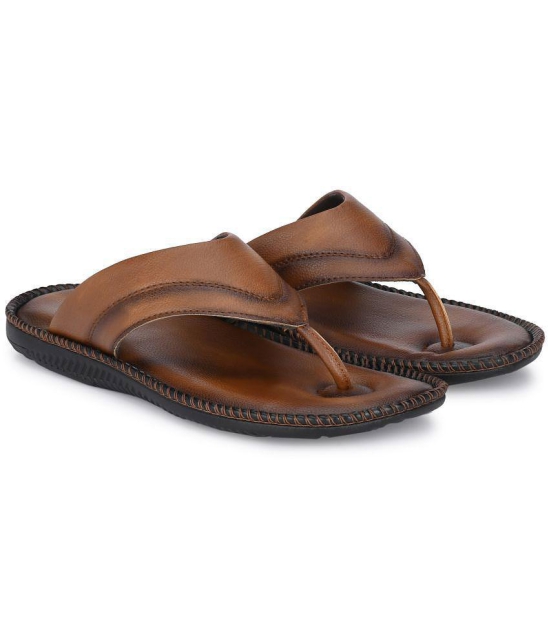 Leeport - Tan Mens Leather Slipper - None