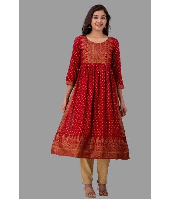 Lee Moda - Maroon Rayon Women''s Flared Kurti ( Pack of 1 ) - None