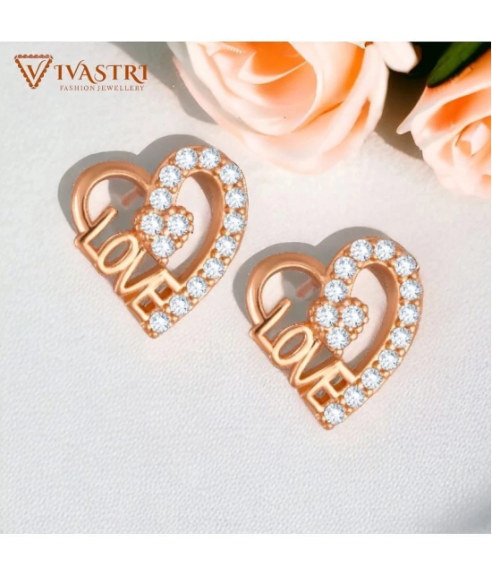 VIVASTRI Rose Gold Stud Earrings ( Pack of 1 ) - Rose Gold