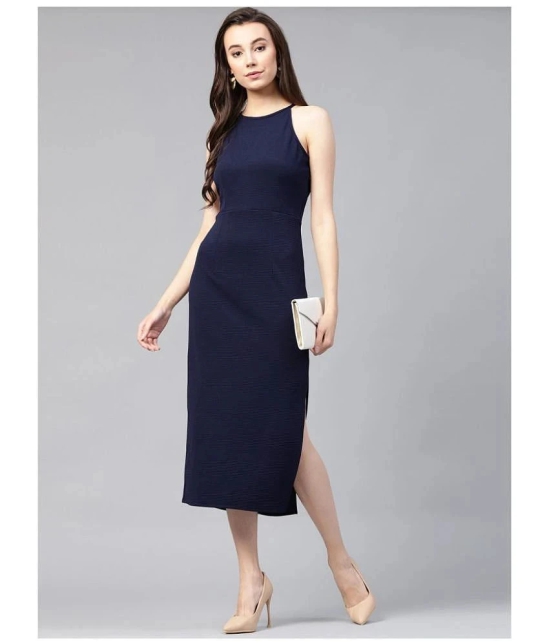 Zima Leto Polyester Navy Bodycon Dress - Single - L